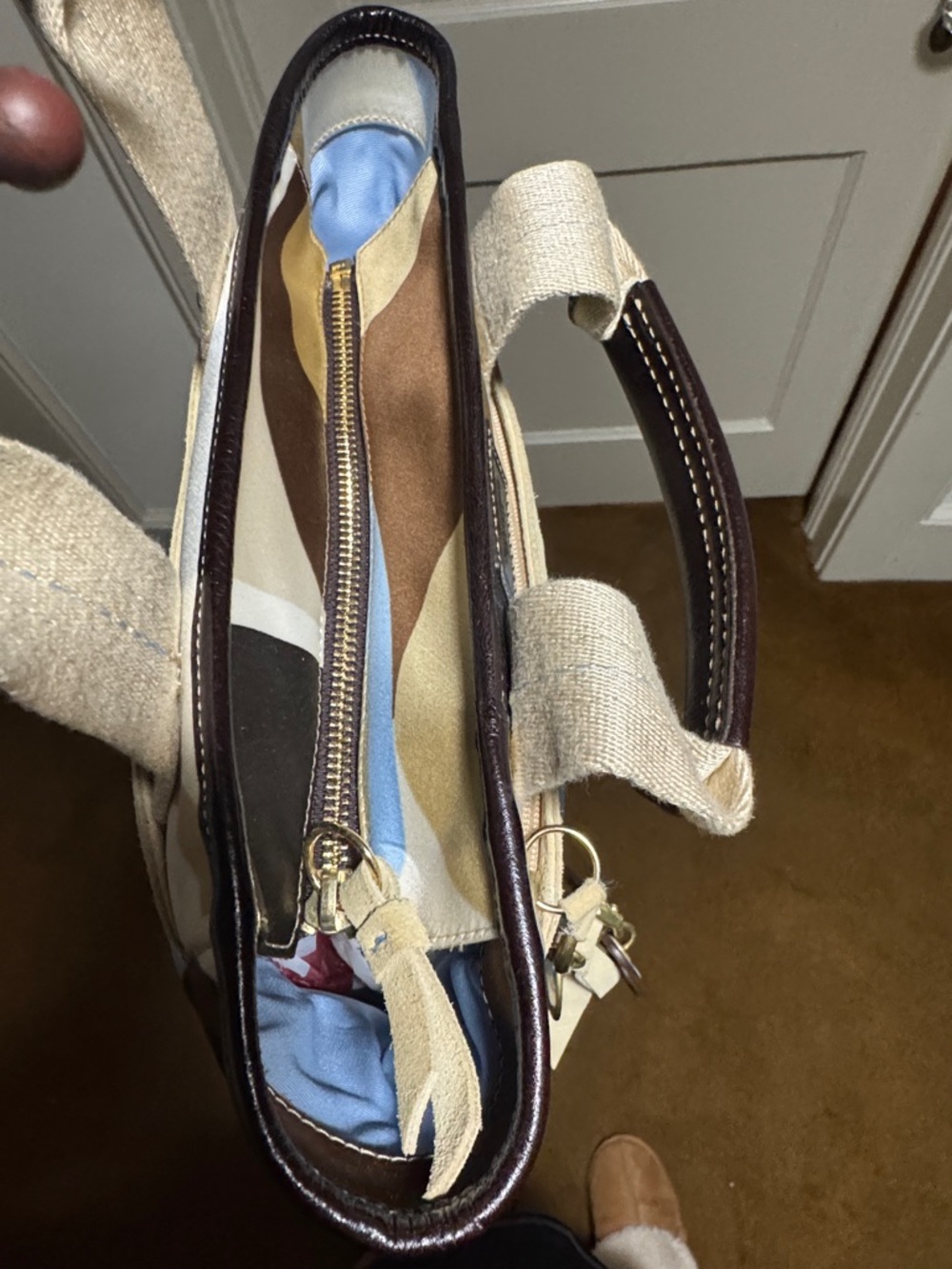 Coach Mini Tote in Beige, Black & Blue Graphic Print - Picture 4 of 7
